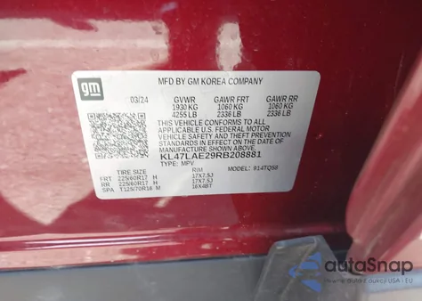 2024 Buick Envista Preferred Fwd from USA, damaged, VIN KL47LAE29RB208881